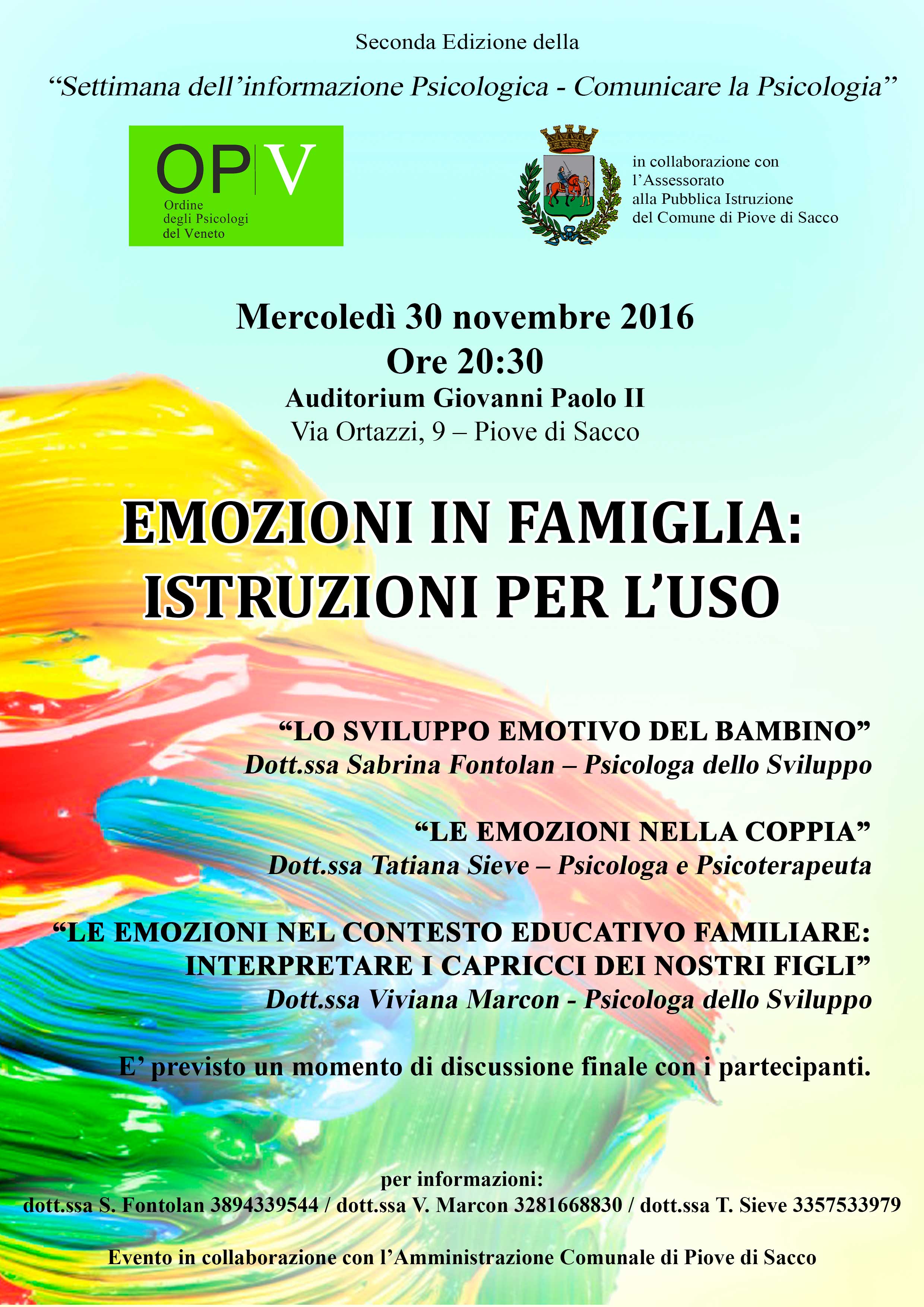 EMOZIONI IN FAMIGLIA: ISTRUZIONI PER L’USO – 30 novembre 2016